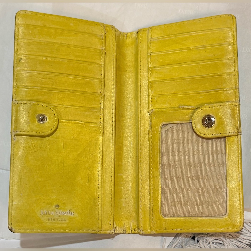 kate spade Green Glitter Zip-Around Wallet with Gold Trim - Picture 4 of 14